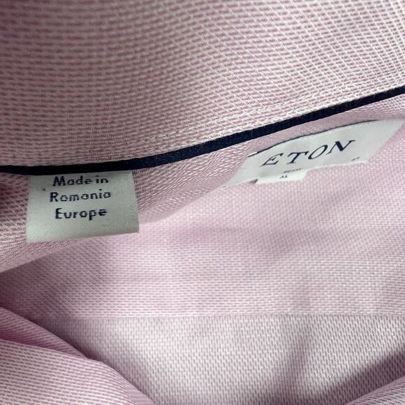 ETON Mens Pink Casual Preppy Button Down Slim Shirt Size 43 17 Cotton - Picture 10 of 12